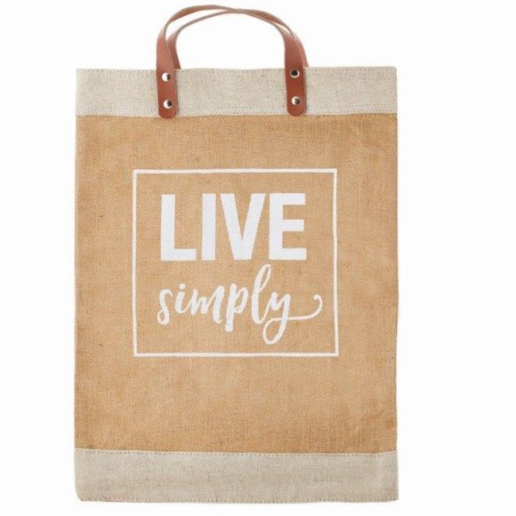 Santa Barbara Design Studio Handbags - NWT (2) Tote Bundle - Live Simply Inspirational Jute Market Tote Bag -SB Designs